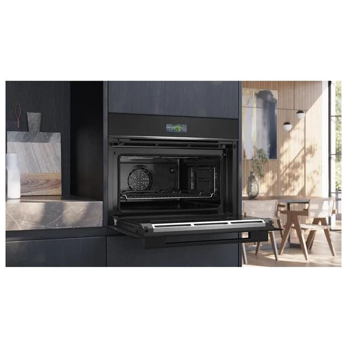 Siemens, Forno compatto da incasso iQ700, 60x45 cm, Nero, Pirolitico, Hydrolyse