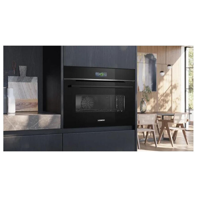 Siemens, Forno compatto da incasso iQ700, 60x45 cm, Nero, Pirolitico, Hydrolyse