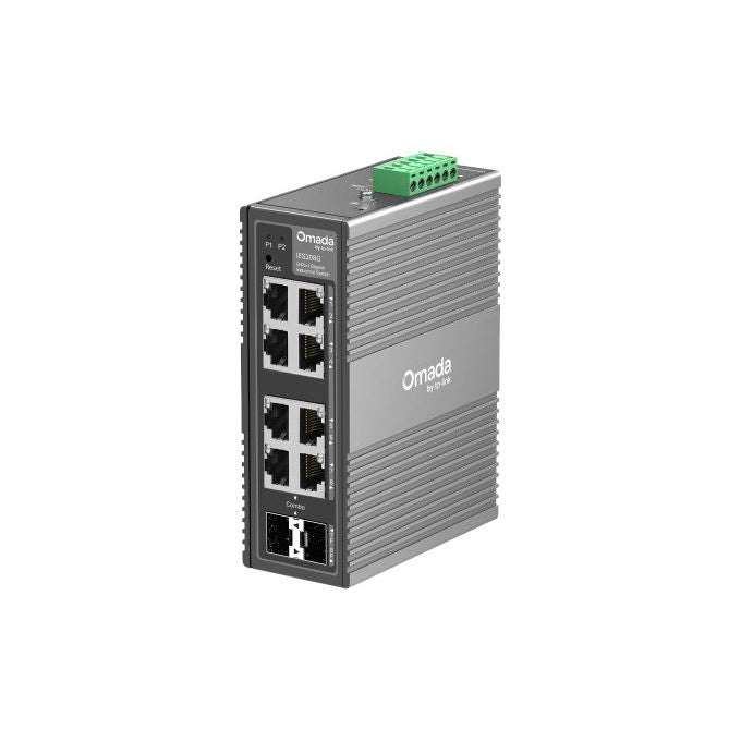 TP-Link Omada IES208G, Switch di Rete Gestito, 8 Porte Gigabit, Montaggio a Parete e su Guida DIN