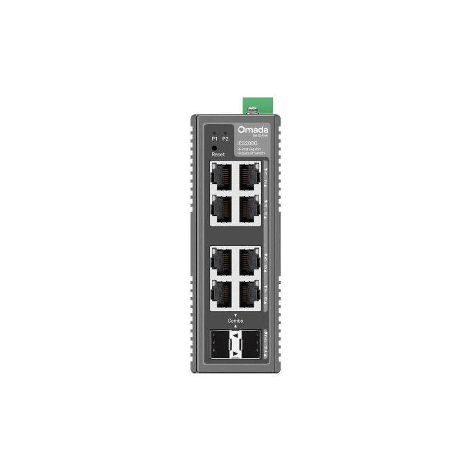 TP-Link Omada IES208G, Switch di Rete Gestito, 8 Porte Gigabit, Montaggio a Parete e su Guida DIN