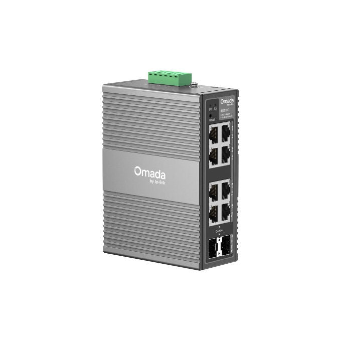 TP-Link Omada IES208G, Switch di Rete Gestito, 8 Porte Gigabit, Montaggio a Parete e su Guida DIN