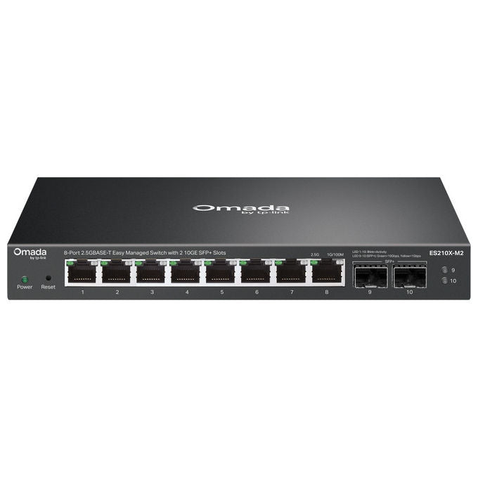 TP-Link ES210X-M2 Omada Switch di Rete Gestito 8 Porte 2.5G RJ45 2 Slot SFP+ 10G 80 Gbps VLAN QoS colore Nero