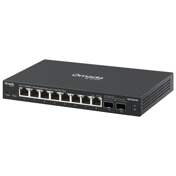 TP-Link ES210X-M2 Omada Switch di Rete Gestito 8 Porte 2.5G RJ45 2 Slot SFP+ 10G 80 Gbps VLAN QoS colore Nero