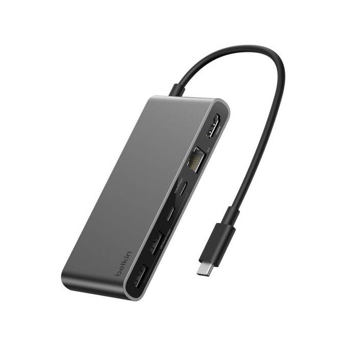 Belkin, Hub USB-C 8-in-1, Grigio, Interfaccia HDMI, RJ-45, USB 3.2, Lettore Schede