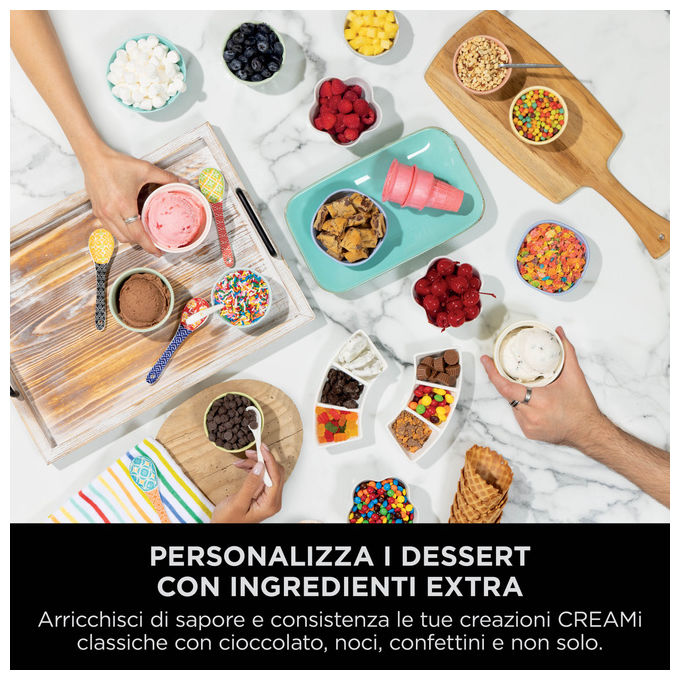Ninja NC701EU CREAMi Scoop and Swirl Gelatiera 13 Programmi 2 Vasetti 480 ml 800W colore Argento Platino