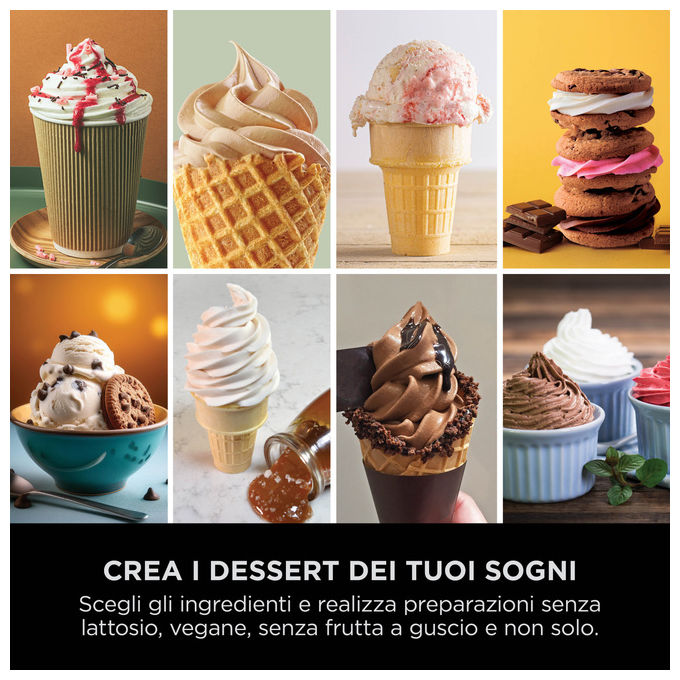 Ninja NC701EU CREAMi Scoop and Swirl Gelatiera 13 Programmi 2 Vasetti 480 ml 800W colore Argento Platino