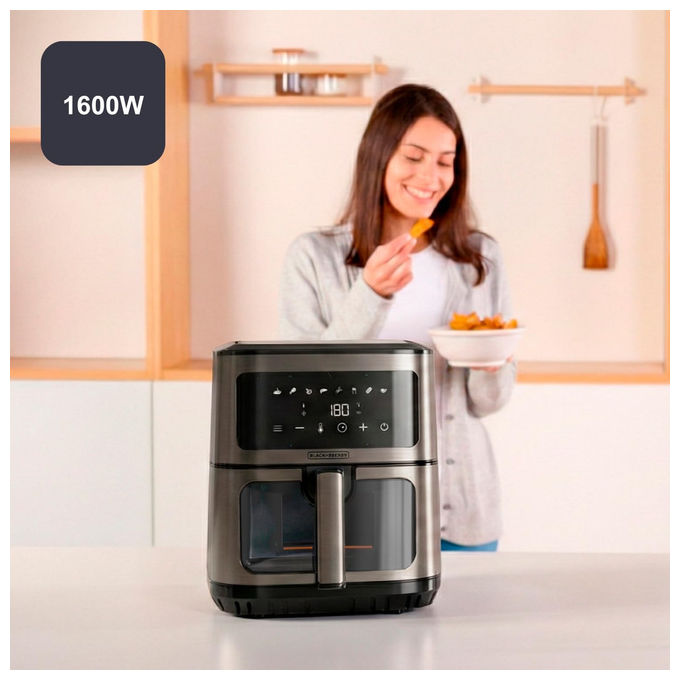 Black and Decker BXAF2501E Friggitrice ad aria 6,5 L 1600 W 8 programmi display touch colore Nero