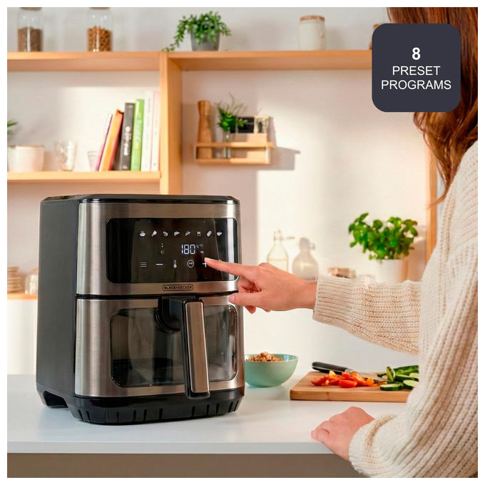 Black and Decker BXAF2501E Friggitrice ad aria 6,5 L 1600 W 8 programmi display touch colore Nero