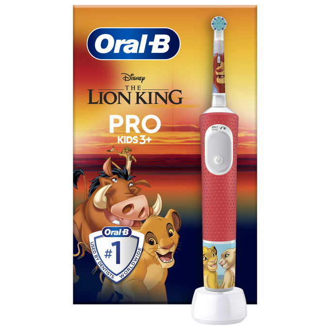 Oral-B, Spazzolino Elettrico per Bambini Vitality Re Leone, Con Adesivi