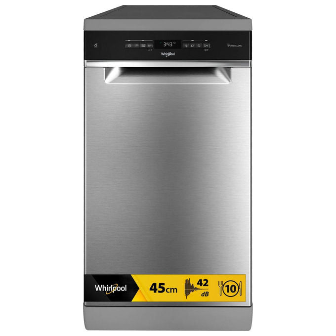 Whirlpool WH6FB10BS7A0X Lavastoviglie Libera Installazione Slim 10 coperti Classe B 42 dB AquaStop 6° Senso (85x45x59 cm) colore Inox