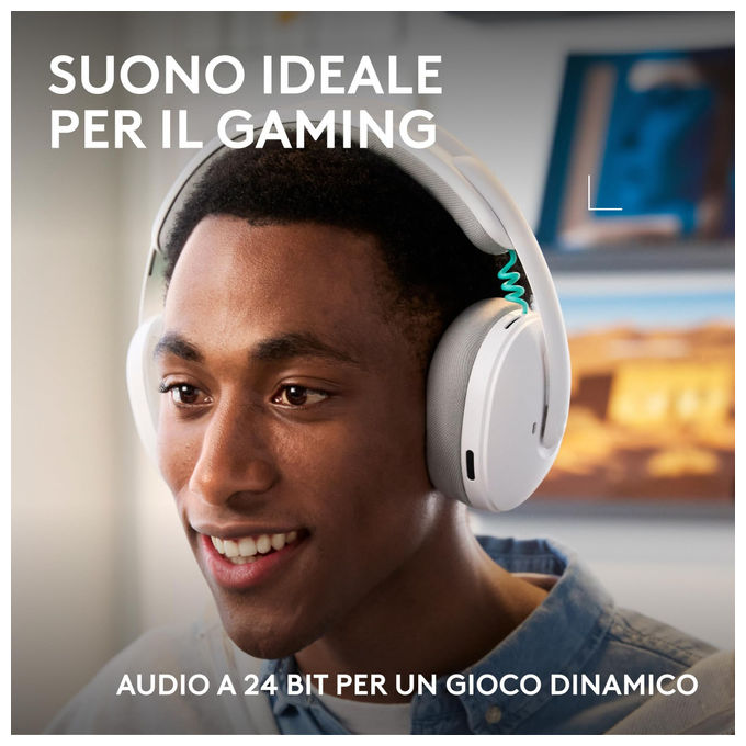 Logitech G325 LIGHTSPEED, Cuffie Gaming Wireless, Audio 24 Bit, Microfono Noise Cancelling, Bianco