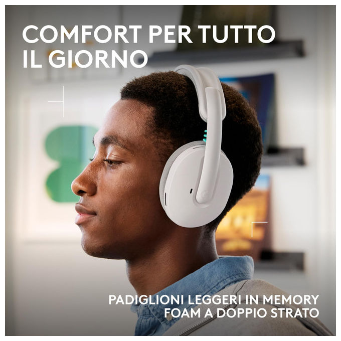 Logitech G325 LIGHTSPEED, Cuffie Gaming Wireless, Audio 24 Bit, Microfono Noise Cancelling, Bianco