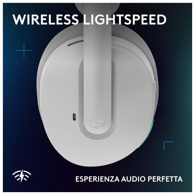 Logitech G325 LIGHTSPEED, Cuffie Gaming Wireless, Audio 24 Bit, Microfono Noise Cancelling, Bianco