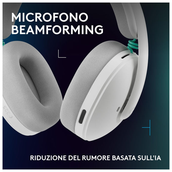 Logitech G325 LIGHTSPEED, Cuffie Gaming Wireless, Audio 24 Bit, Microfono Noise Cancelling, Bianco