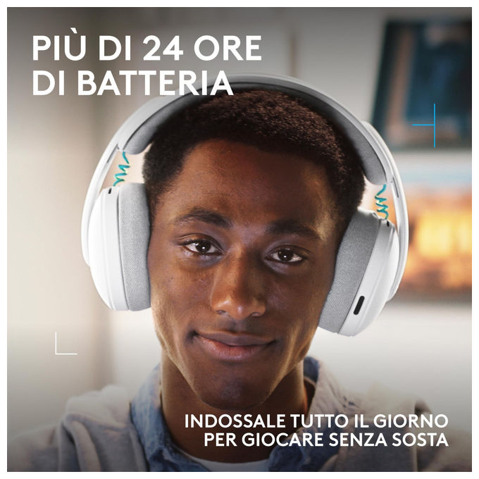 Logitech G325 LIGHTSPEED, Cuffie Gaming Wireless, Audio 24 Bit, Microfono Noise Cancelling, Bianco