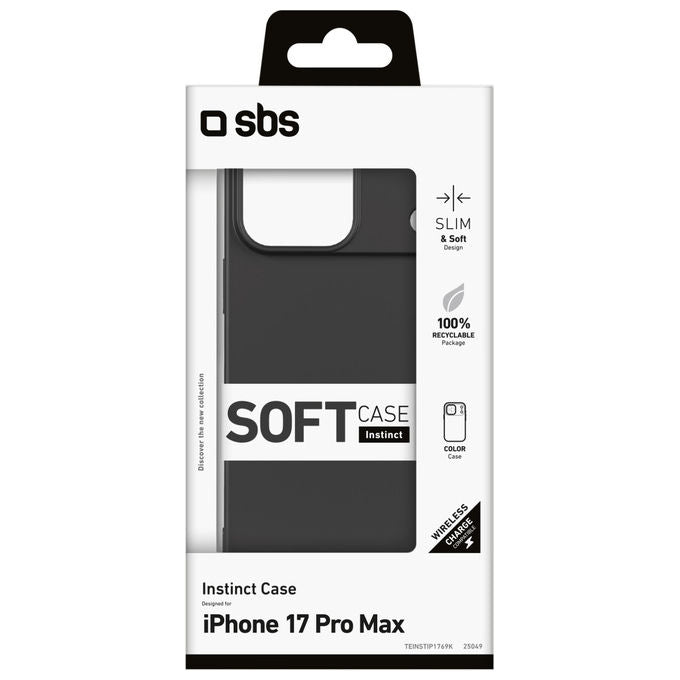 Sbs, Cover, Nera, Rigida, Microfibra per Apple Iphone 17 Pro Max