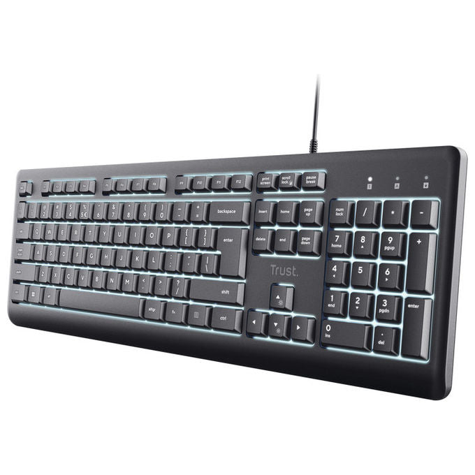 Trust Primo, Tastiera USB QWERTY, Illuminata, Italiana, Nera