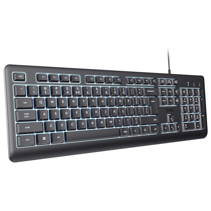 Trust Primo, Tastiera USB QWERTY, Illuminata, Italiana, Nera