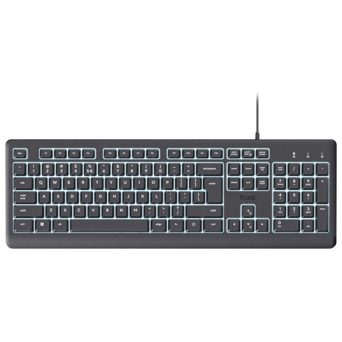 Trust Primo, Tastiera USB QWERTY, Illuminata, Italiana, Nera