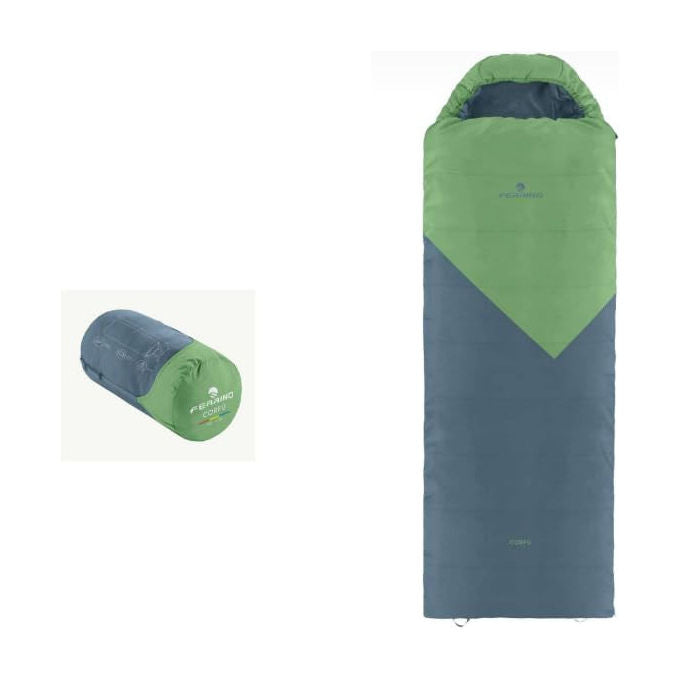 Ferrino, Sacco a Pelo in Poliestere, +20-+10, Grigio-Verde, Corfu Square Dx, Right Zipper