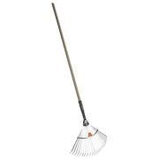 Gardena, Rastrello Regolabile PureLine, Larghezza 30-50cm, Acciaio Zincato, Manico in Legno