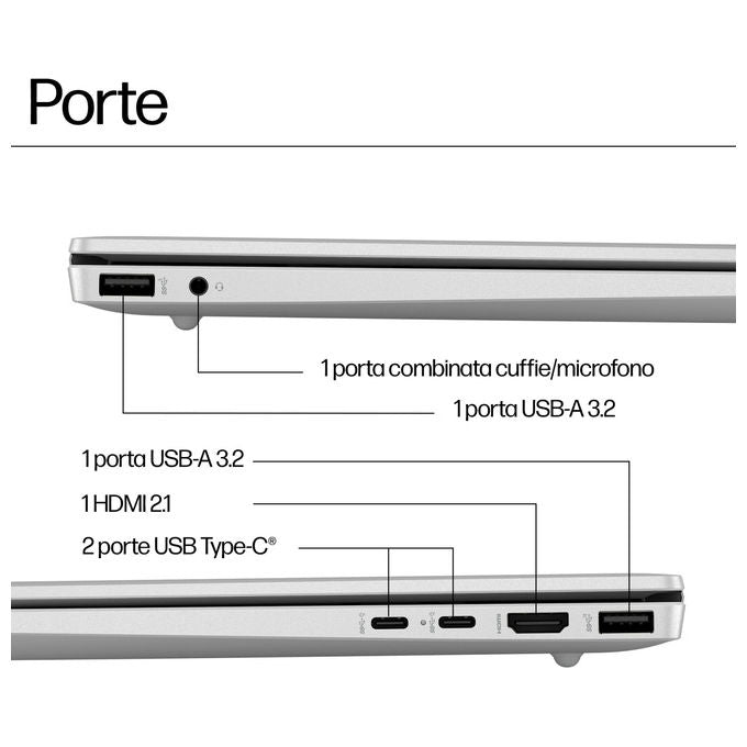 HP PAVILION 16-af0012nl Notebook Intel Core Ultra 5 125U 16 Pollici 16 GB RAM 512 GB SSD colore Argento
