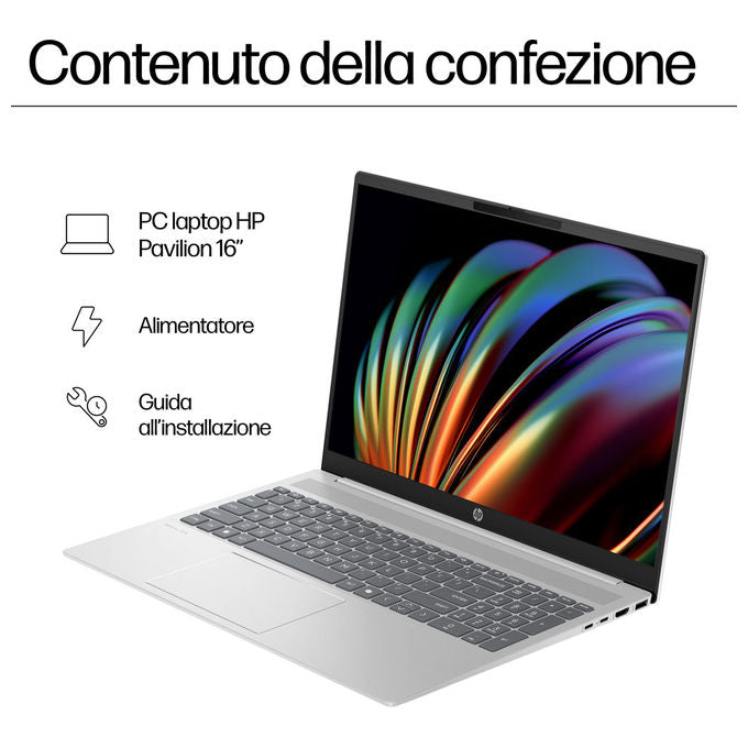 HP PAVILION 16-af0012nl Notebook Intel Core Ultra 5 125U 16 Pollici 16 GB RAM 512 GB SSD colore Argento
