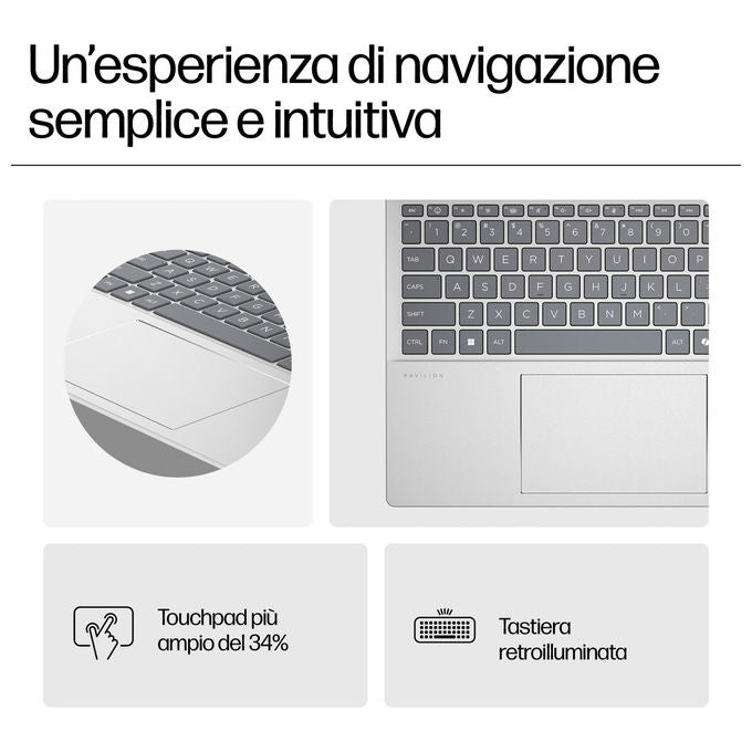 HP PAVILION 16-af0012nl Notebook Intel Core Ultra 5 125U 16 Pollici 16 GB RAM 512 GB SSD colore Argento