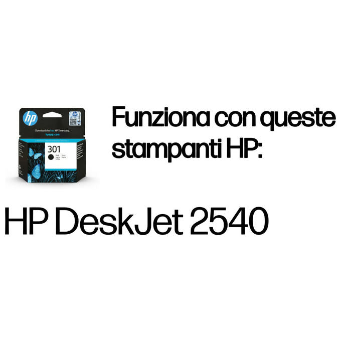 HP, Cartuccia Inchiostro Nero 301, Originale, Standard, 3 ml, Inkjet