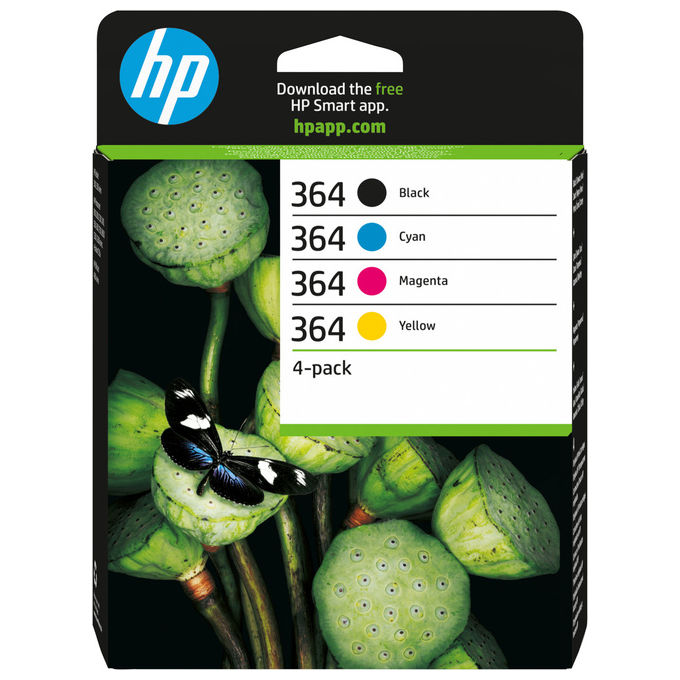 Hp, Cartucce Inchiostro, 364, Nero, Ciano, Magenta, Giallo, 4 Pezzi