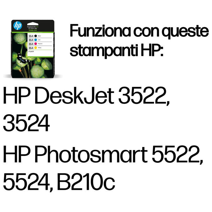 Hp, Cartucce Inchiostro, 364, Nero, Ciano, Magenta, Giallo, 4 Pezzi