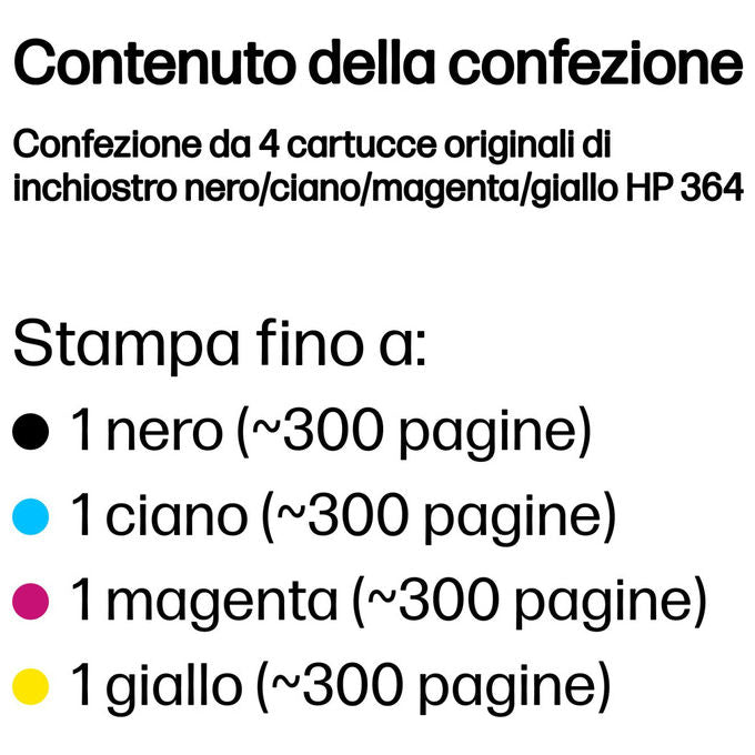 Hp, Cartucce Inchiostro, 364, Nero, Ciano, Magenta, Giallo, 4 Pezzi
