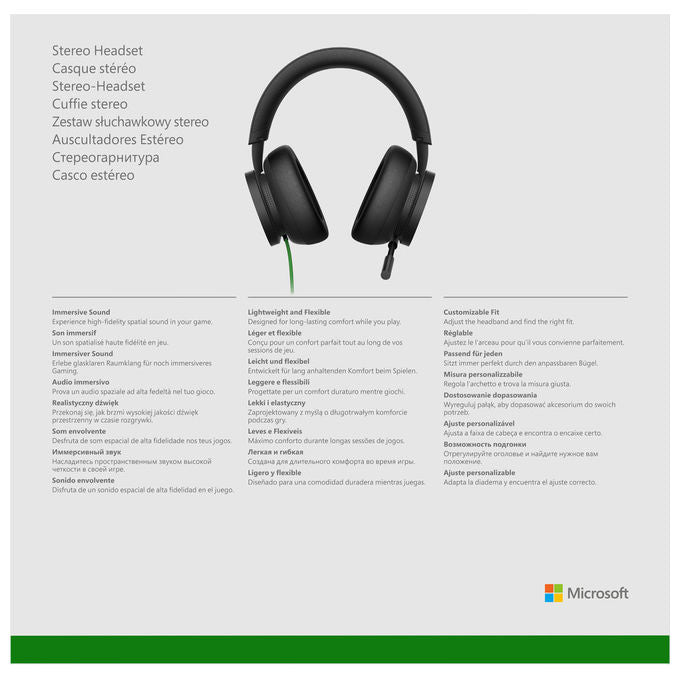 Microsoft, Cuffie Gaming Stereo Cablate Xbox, Nero, Padiglioni Ampi e Morbidi
