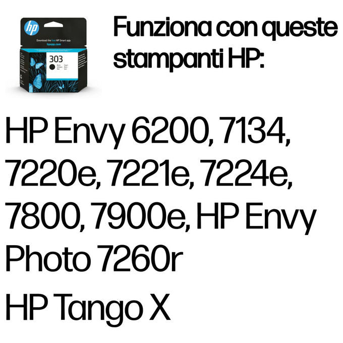 HP 303, Cartuccia Inchiostro Originale Nero, Resa Standard, 200 Pagine