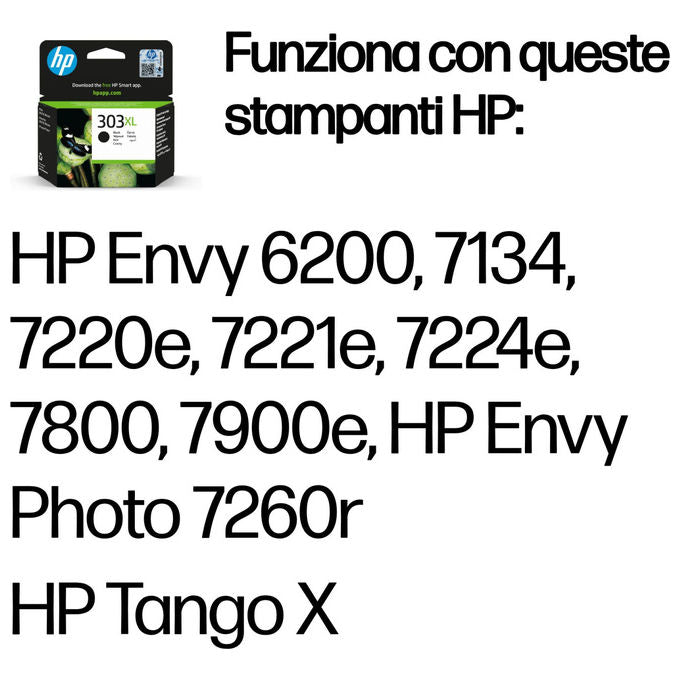 HP T6N04AE 303XL Cartuccia di inchiostro Alta capacita' Originale 600 pagine 12 ml colore Nero