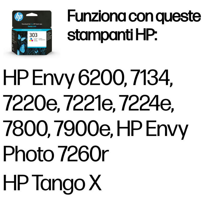 HP 303, Cartuccia Inchiostro Tricromia, Originale, Getto d'Inchiostro