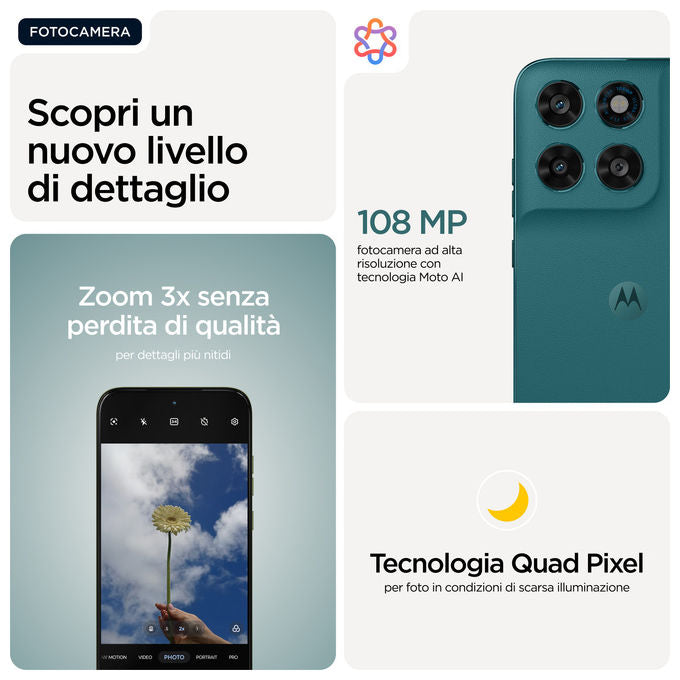 Motorola PBAW0037ES Moto G77 Smartphone 5G 6.8'' AMOLED 8 GB RAM 256 GB 108 MP 5200 mAh Android 16 colore Verde