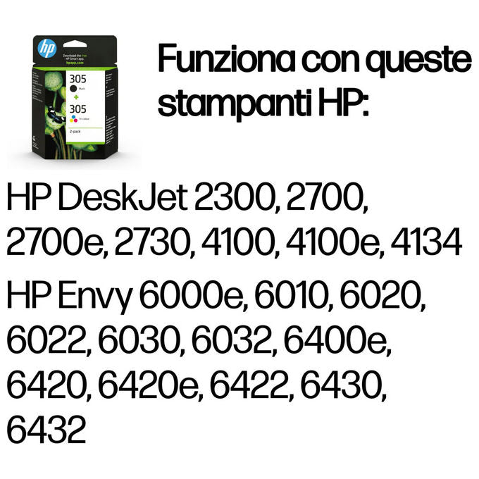 HP, 305, 2 Cartucce Inchiostro Originale, Nero, Tricolore