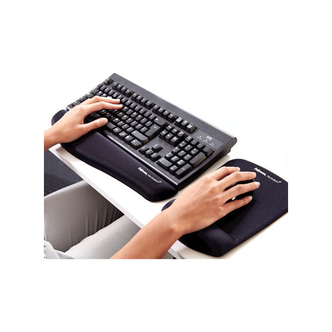 Fellowes, Tappetino Mouse, Con Poggiapolsi, Nero, Tessuto e Schiuma, Ergonomico, Antiscivolo