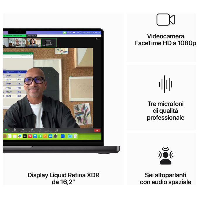 Apple, MacBook Pro 16'', Chip M3 Pro 12-Core CPU, 18GB, 512GB SSD, Nero Siderale