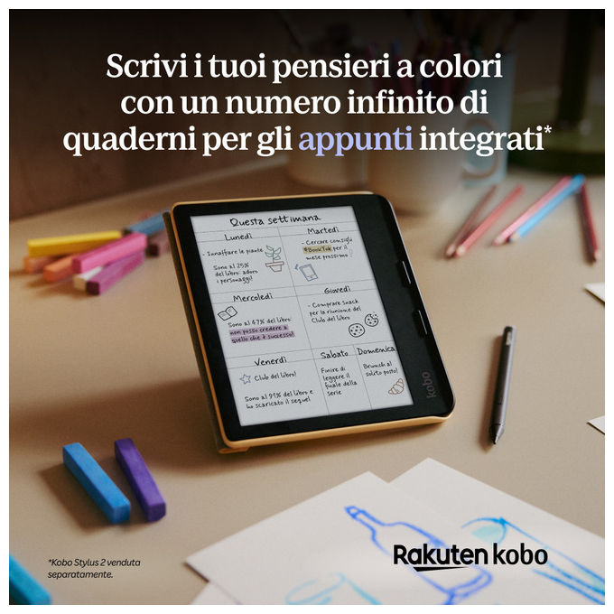 Kobo N428-KU-WH-K-CK Libra Colour eReader 7'' E Ink Kaleido 3 32 GB Wi-Fi Bluetooth IPX8 colore Bianco