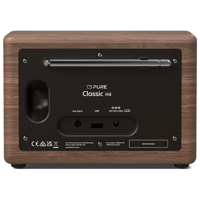 Pure Classic H4, Radio Portatile Digitale, Nero, Legno