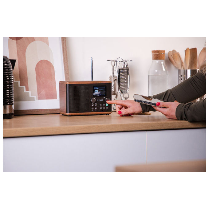 Pure Classic H4, Radio Portatile Digitale, Nero, Legno