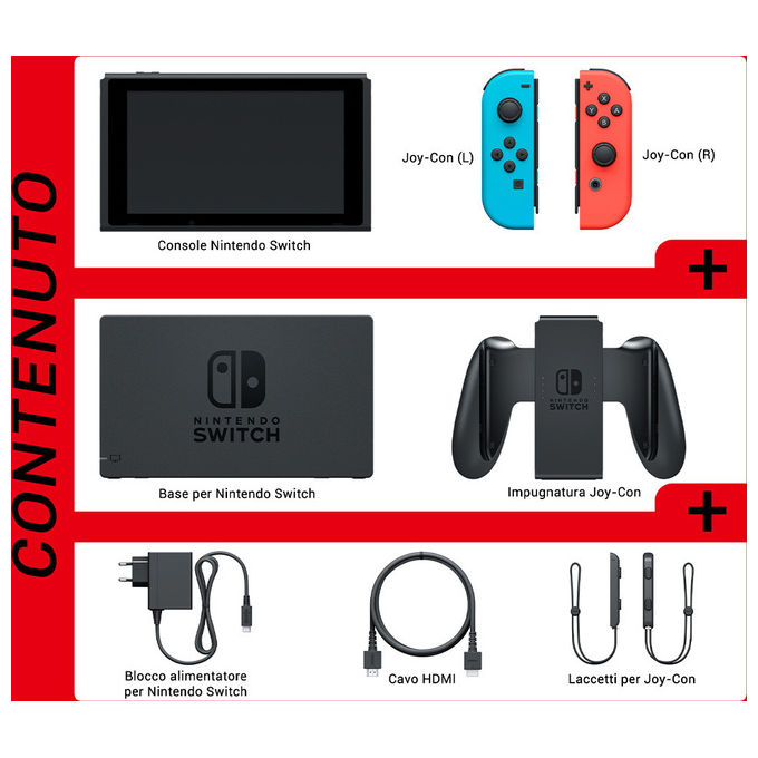 Nintendo, Switch, Rosso Neon-Blu Neon, Edizione 2022, Console Portatile, Schermo 6.2 pollici