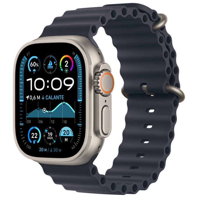 Apple Watch Ultra 2, GPS + Cellular, 49mm, Titanio, Navy Ocean Band