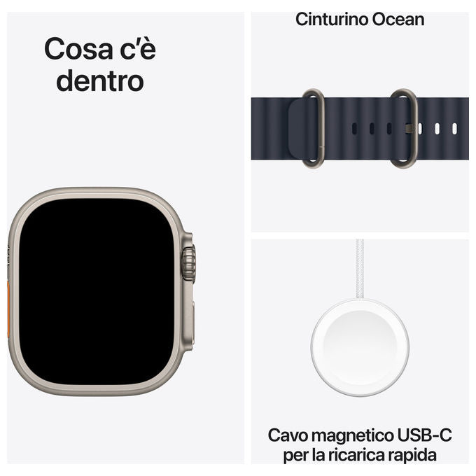 Apple Watch Ultra 2, GPS + Cellular, 49mm, Titanio, Navy Ocean Band