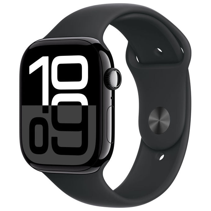 Apple, Watch Series 10, GPS + Cellular 46mm, Jet Black Alluminio, Nero Sport Band M-L