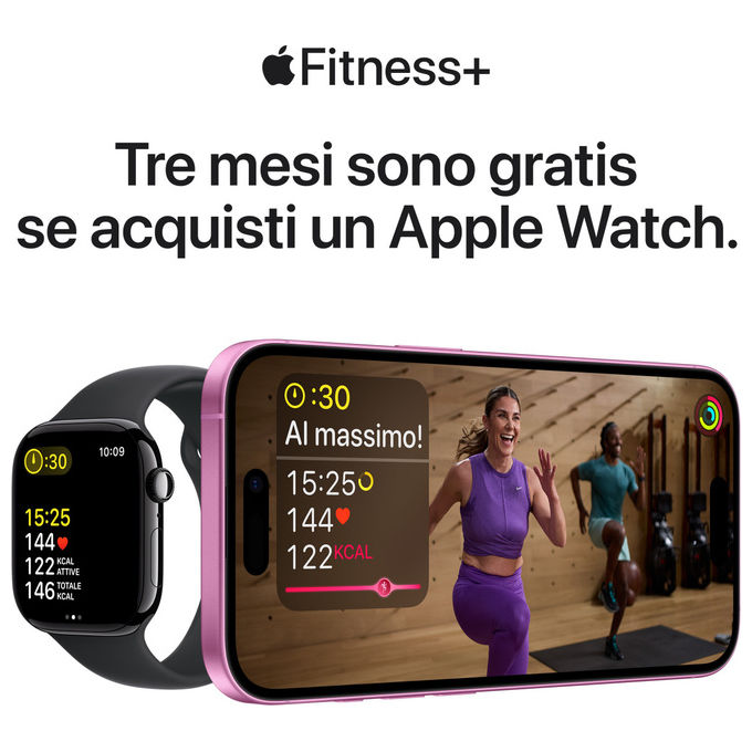 Apple, Watch Series 10, GPS + Cellular 46mm, Jet Black Alluminio, Nero Sport Band M-L