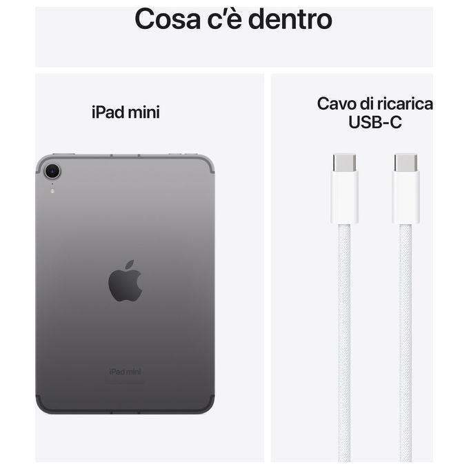 Apple, iPad Mini (2024), Wi-Fi + Cellular, 128GB, Grigio Siderale