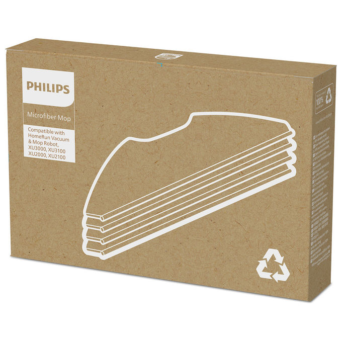 Philips, Panni per Robot Aspirapolvere HomeRun, Microfibra, Lavabili, Set da 4